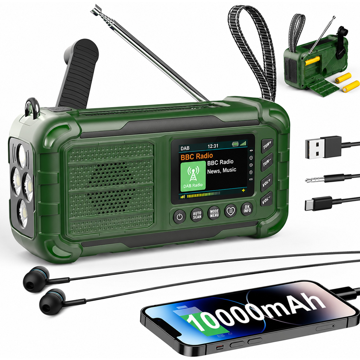 Hand Crank Solar AM FM DAB Wea - Solar Emergency Charger ulasan dan harga